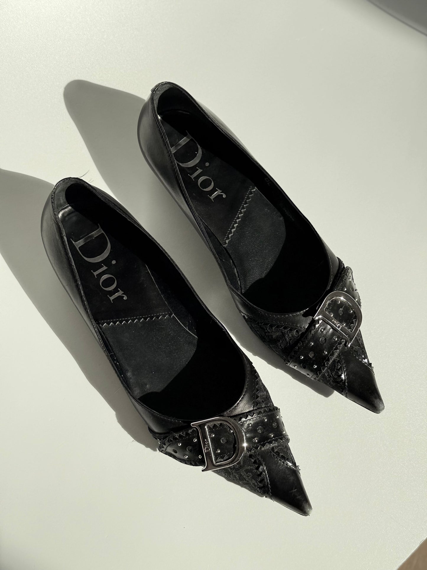 Dior flats black pointed toe 37,5