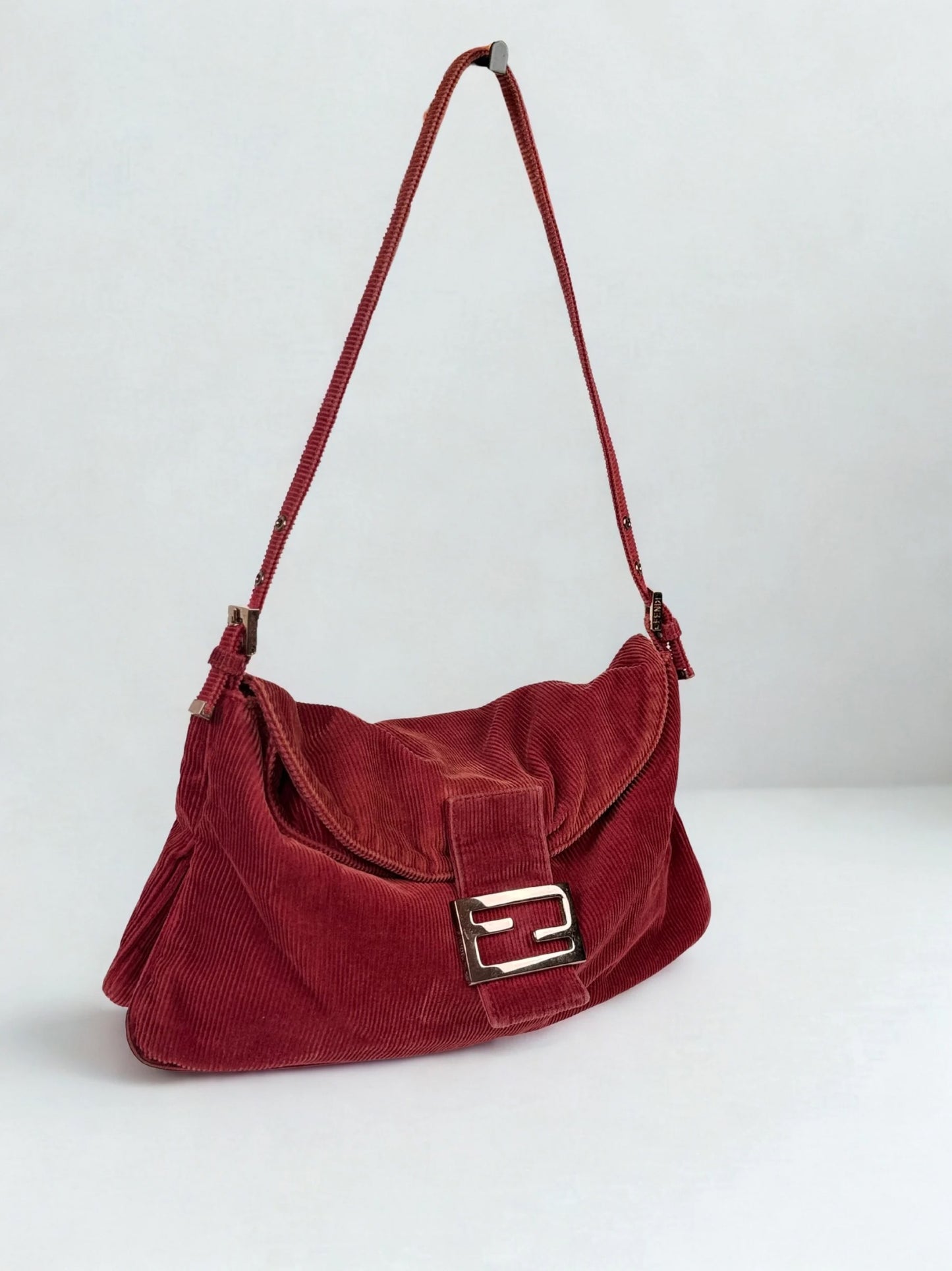 Fendi Mamma Baguette red corduroy