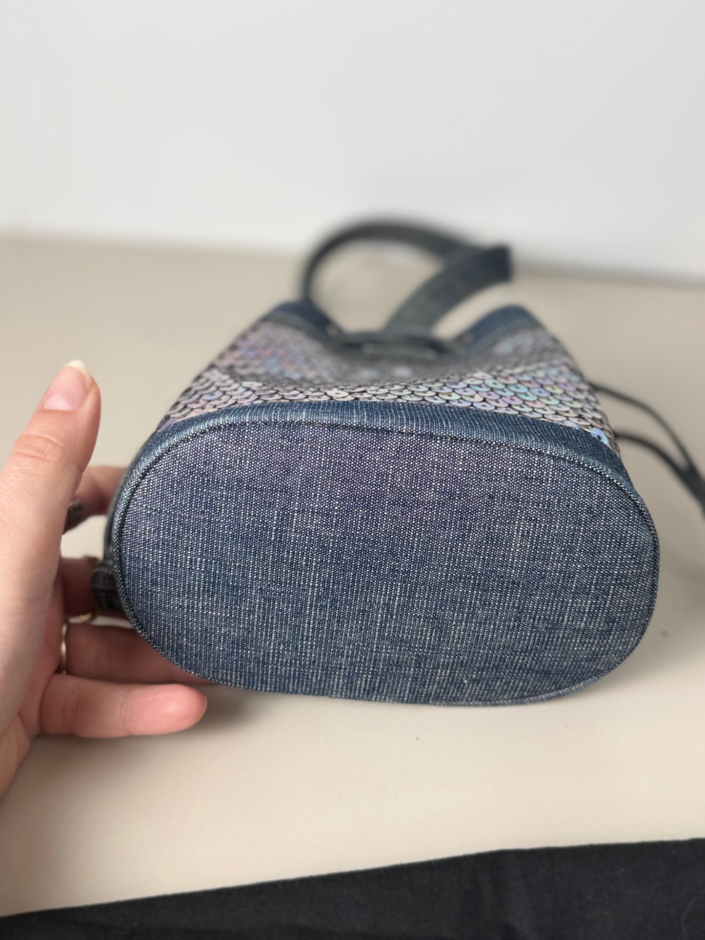 Chanel Sequin Denim Bucket Bag