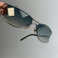 Vintage Chanel Silver Oval Sunglasses with Blue Ombre Lenses – Full Set