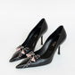 Christian Dior black and pink pointed-toe pumps with bow – elegant vintage high heels EU 39