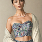 Vintage Korsett Blau mit Blumenprint