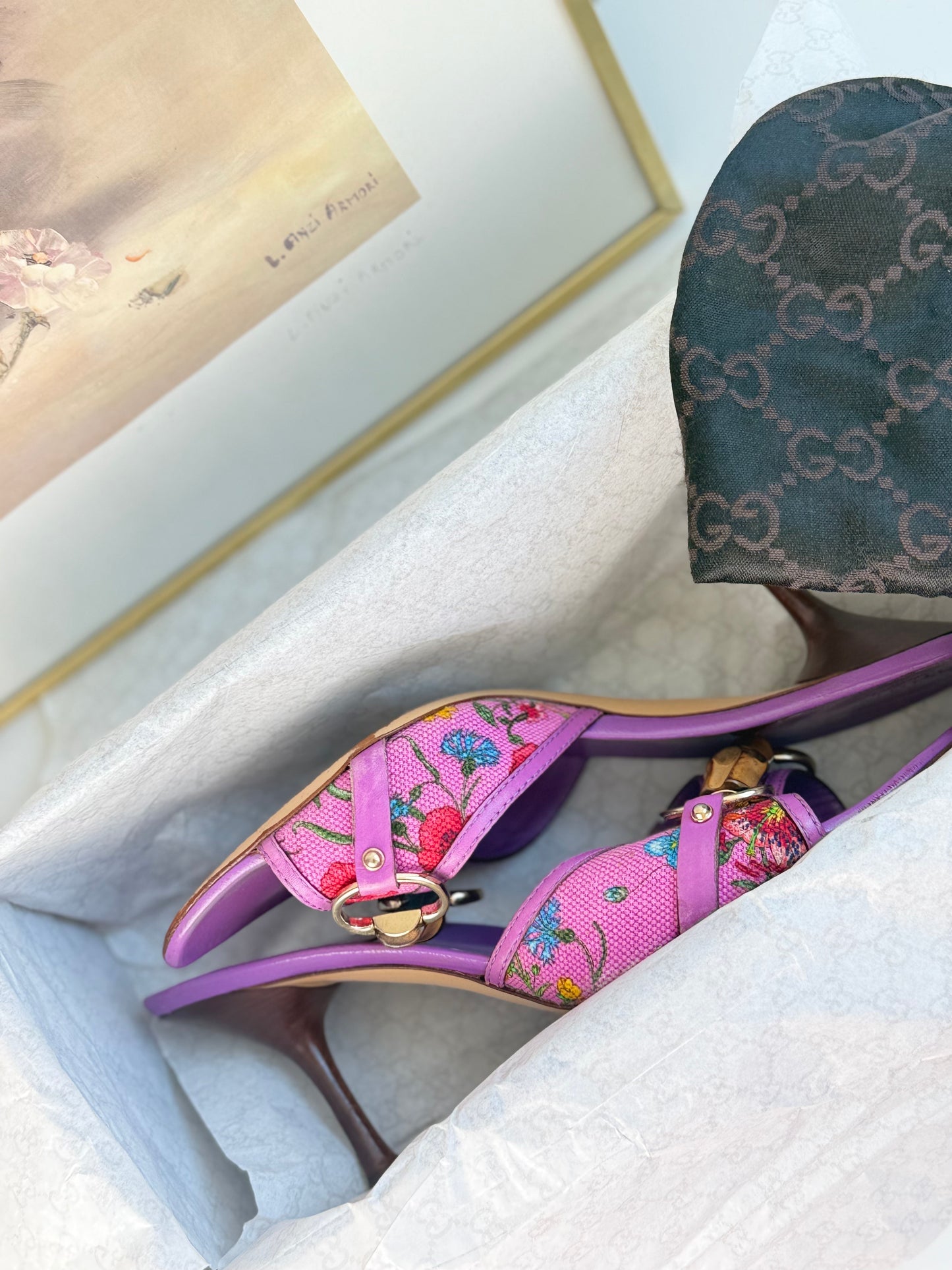 Gucci Flora Bamboo Mules Horsebit – Size 38.5