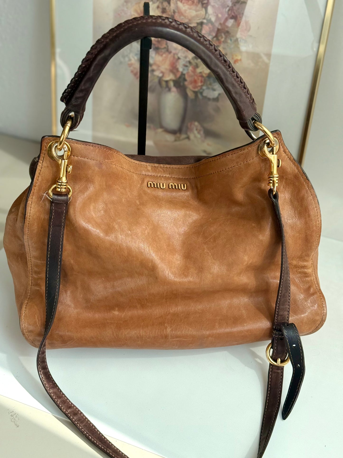 Vintage Miu Miu Vitello hobo handbag