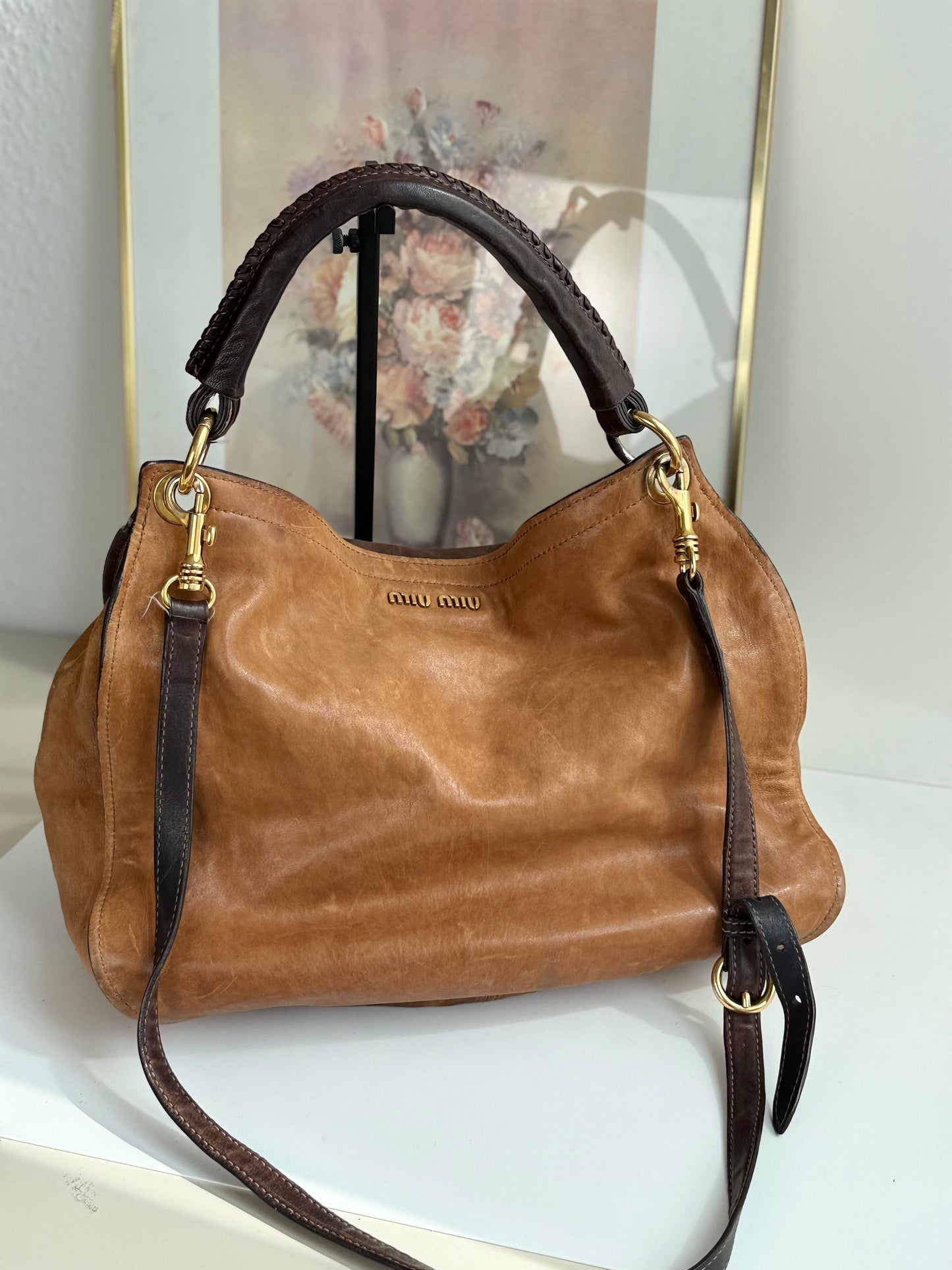 Vintage Miu Miu Vitello hobo handbag