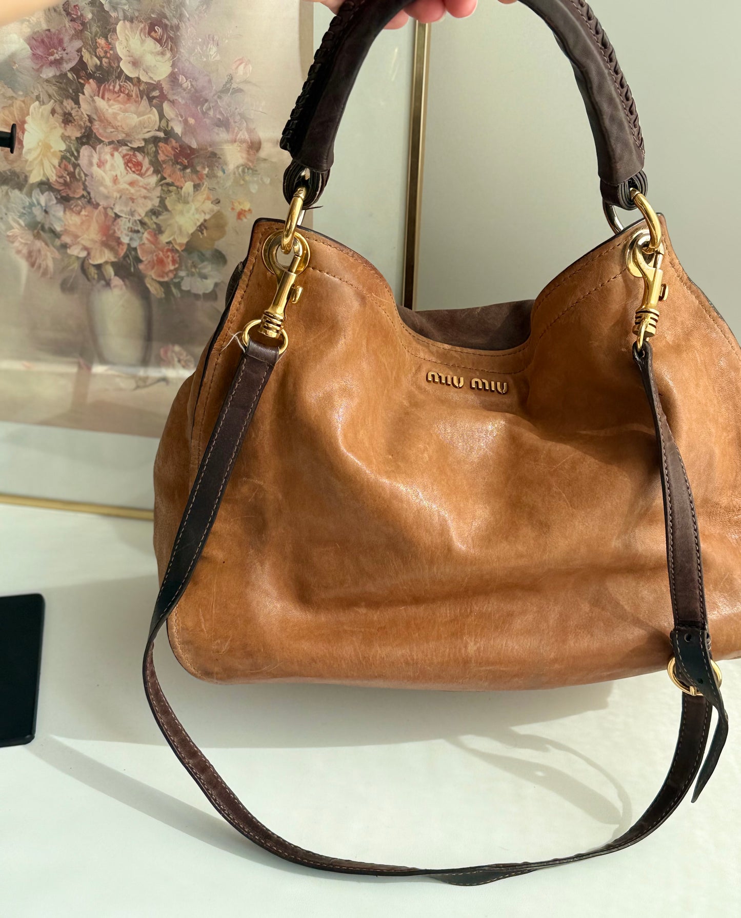 Vintage Miu Miu Vitello hobo handbag