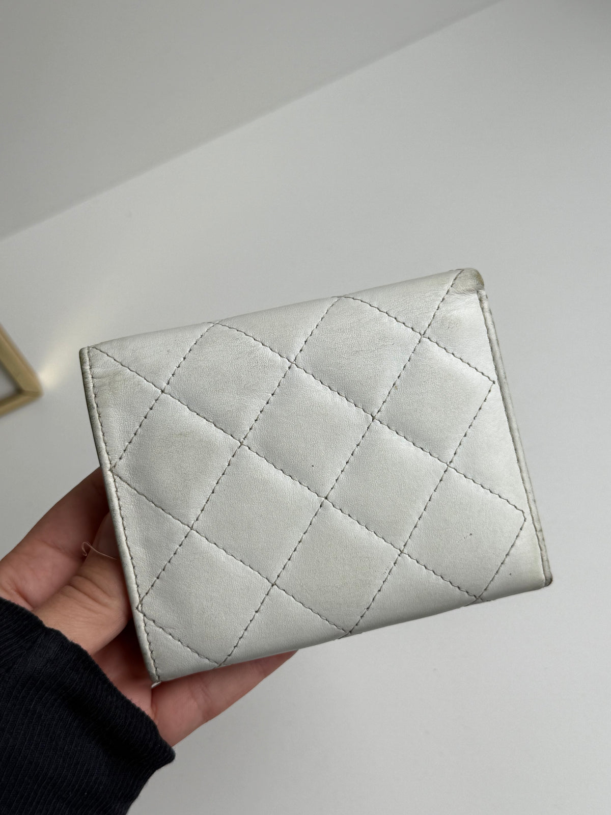 Vintage Chanel Cambon Wallet – White / Black