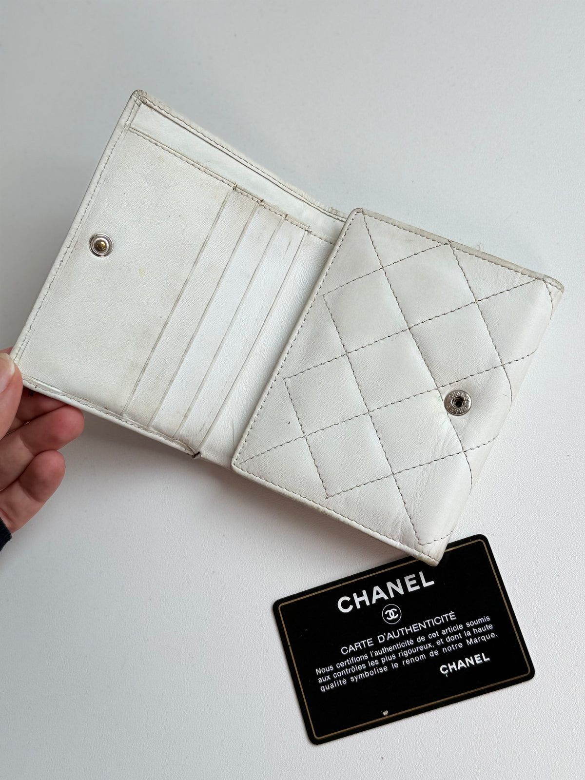 Vintage Chanel Cambon Wallet – White / Black