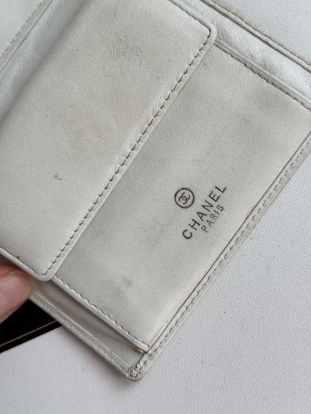 Vintage Chanel Cambon Wallet – White / Black