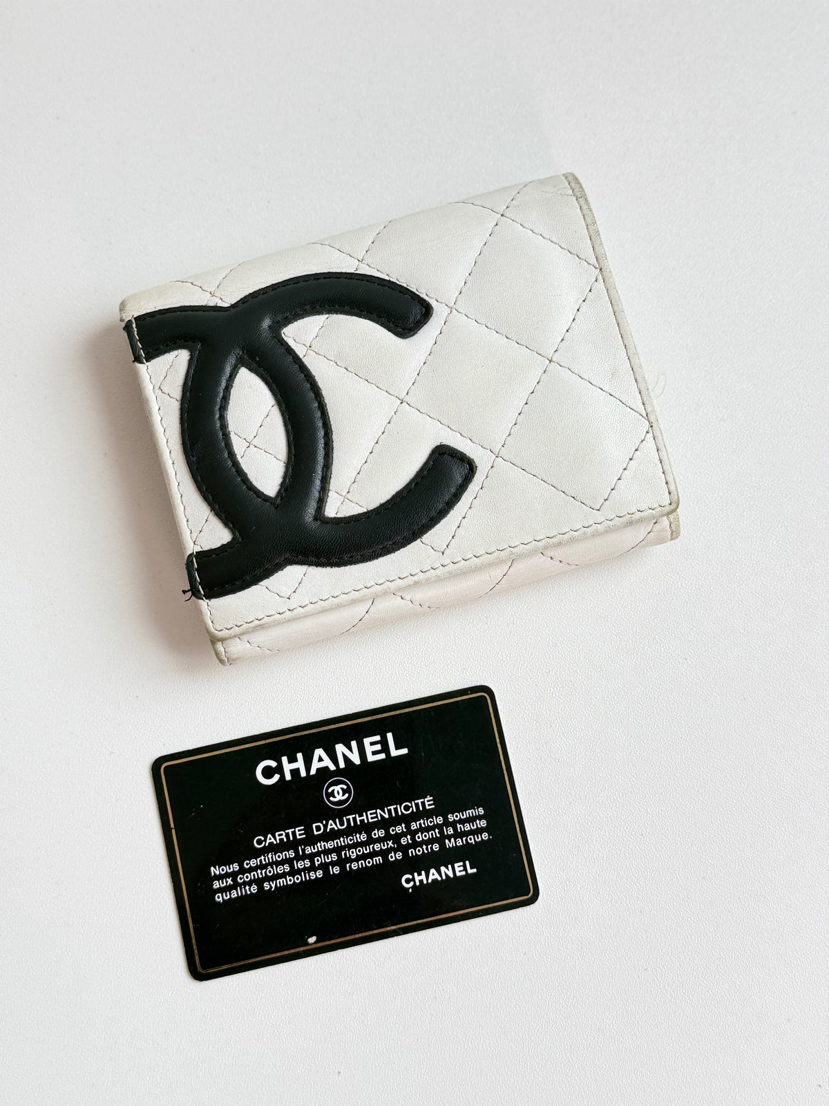 Vintage Chanel Cambon Wallet – White / Black