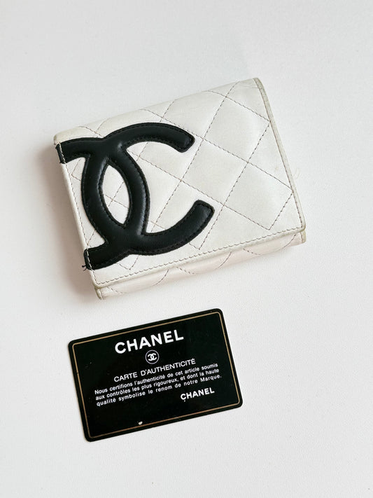 Vintage Chanel Cambon Wallet – White / Black
