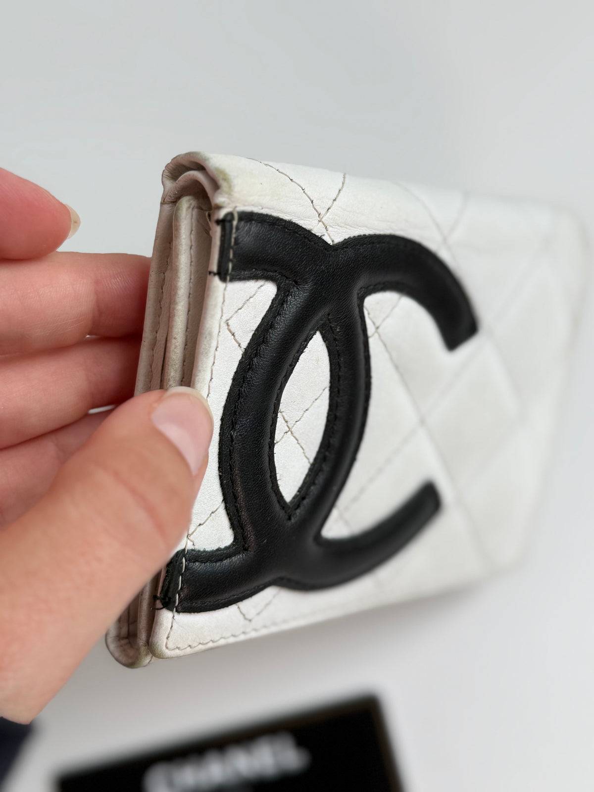 Vintage Chanel Cambon Wallet – White / Black