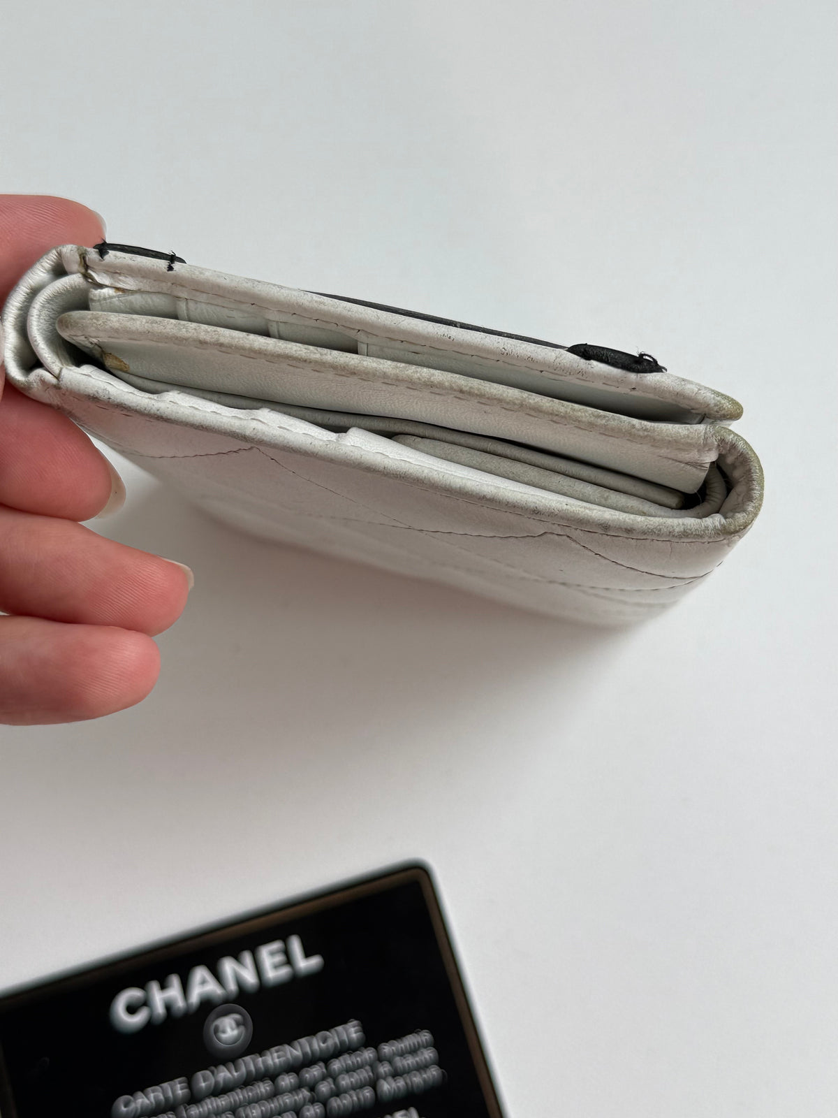 Vintage Chanel Cambon Wallet – White / Black