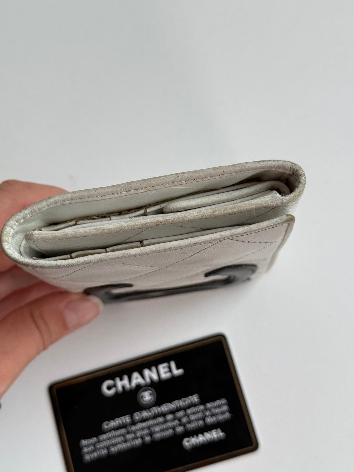 Vintage Chanel Cambon Wallet – White / Black
