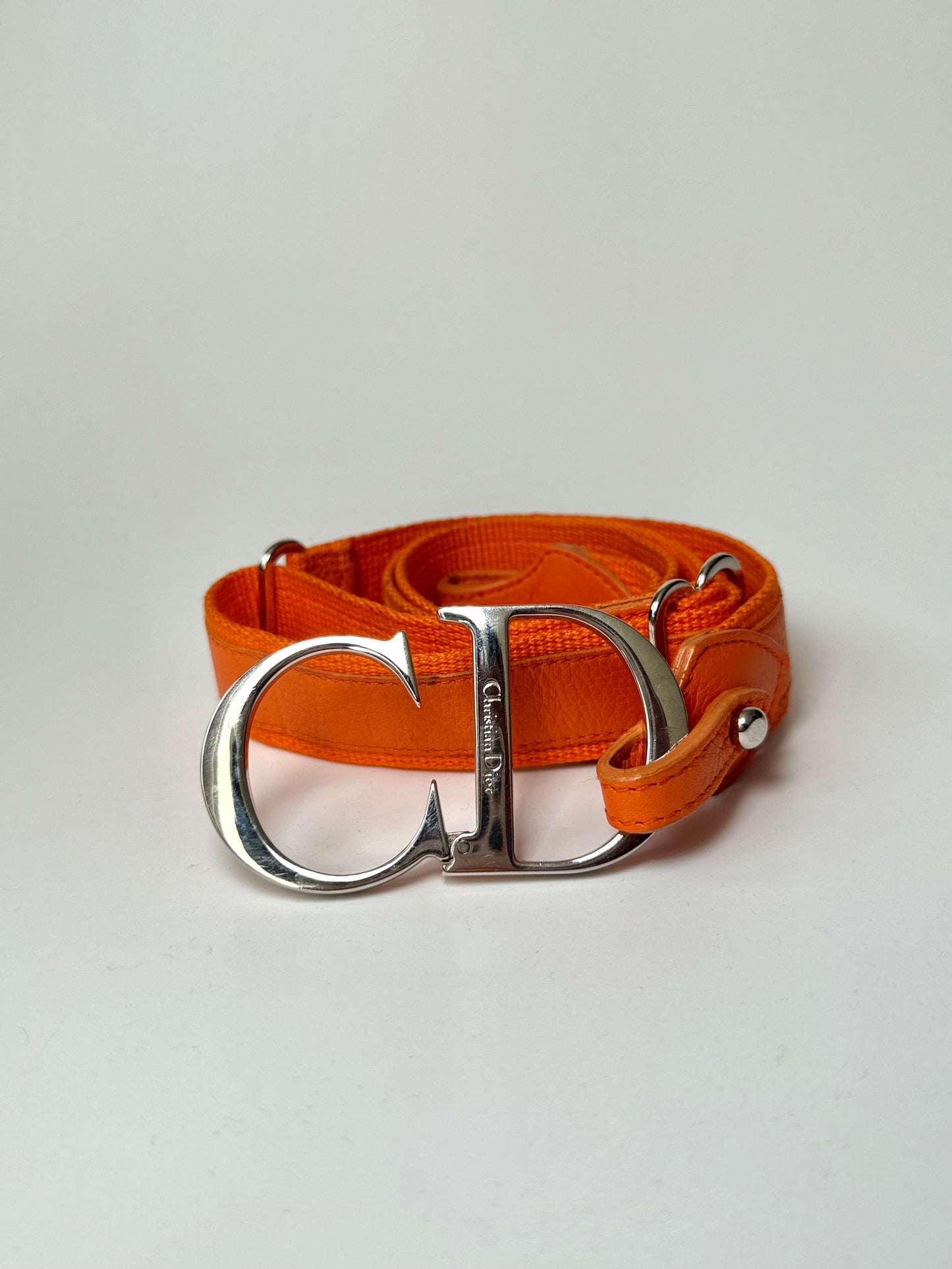 Vintage Christian Dior Belt – Orange – with CD Buckle