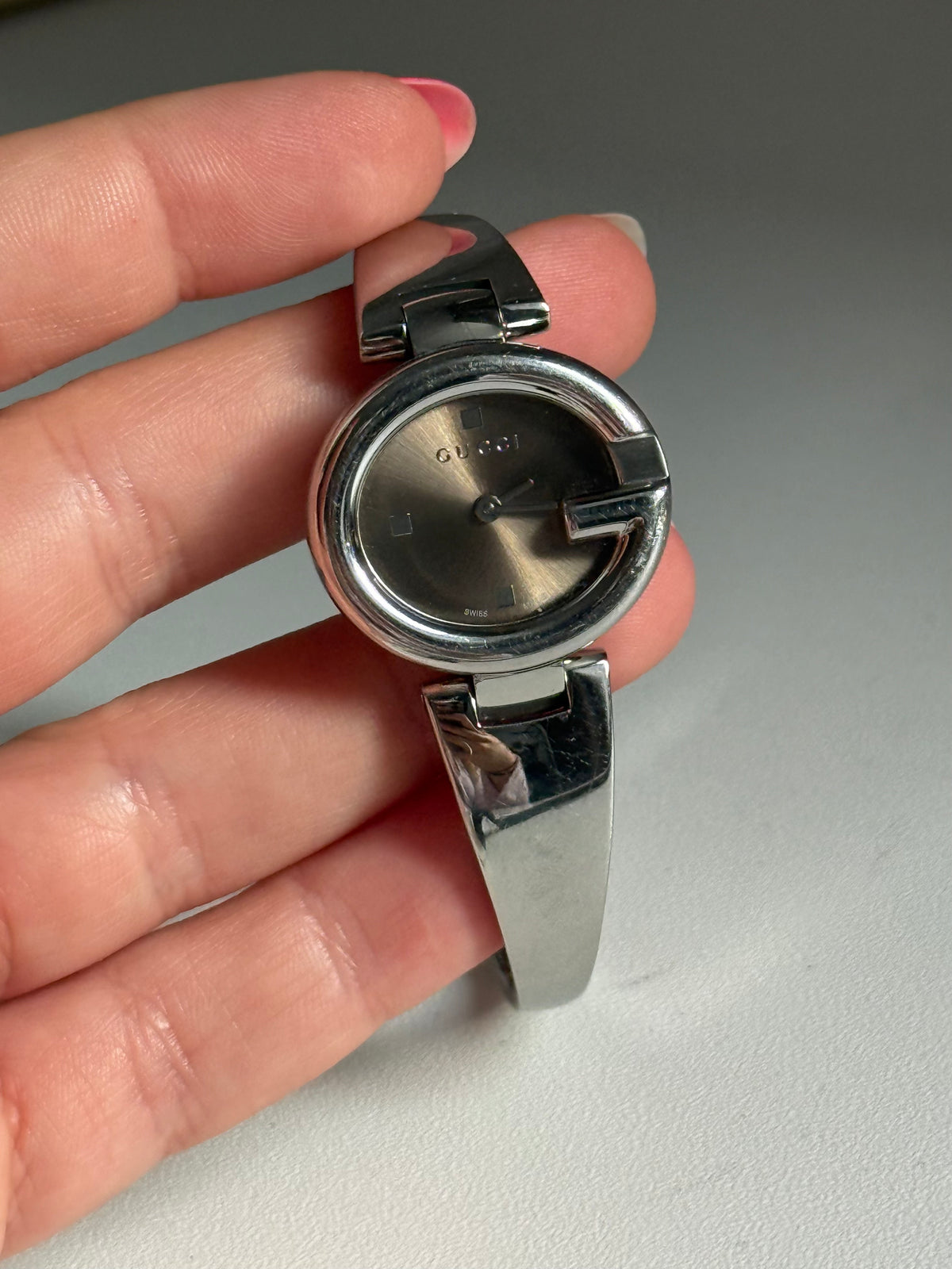 Gucci 134.5 Vintage Horsebit Bangle Watch Silver Swiss Made