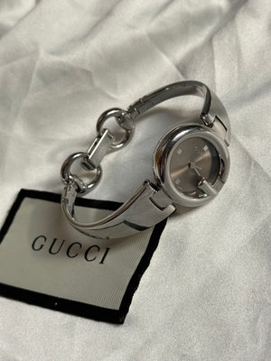 Gucci 134.5 Vintage Horsebit Bangle Watch Silver Swiss Made
