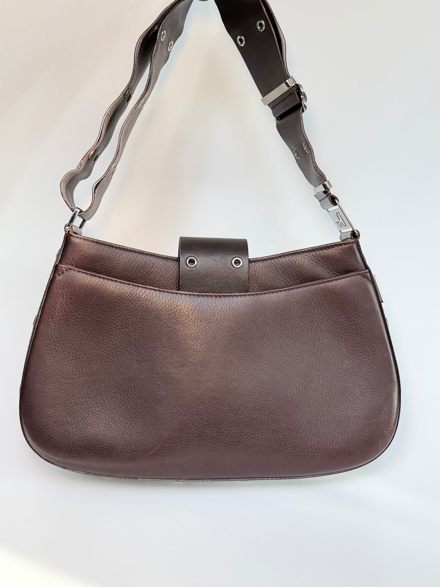 Dior 'Columbus' Shoulder Bag in Brown Leather with Silver Hardware