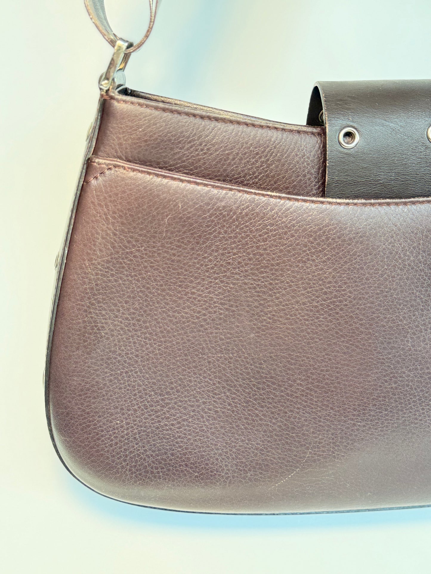 Dior 'Columbus' Shoulder Bag in Brown Leather with Silver Hardware