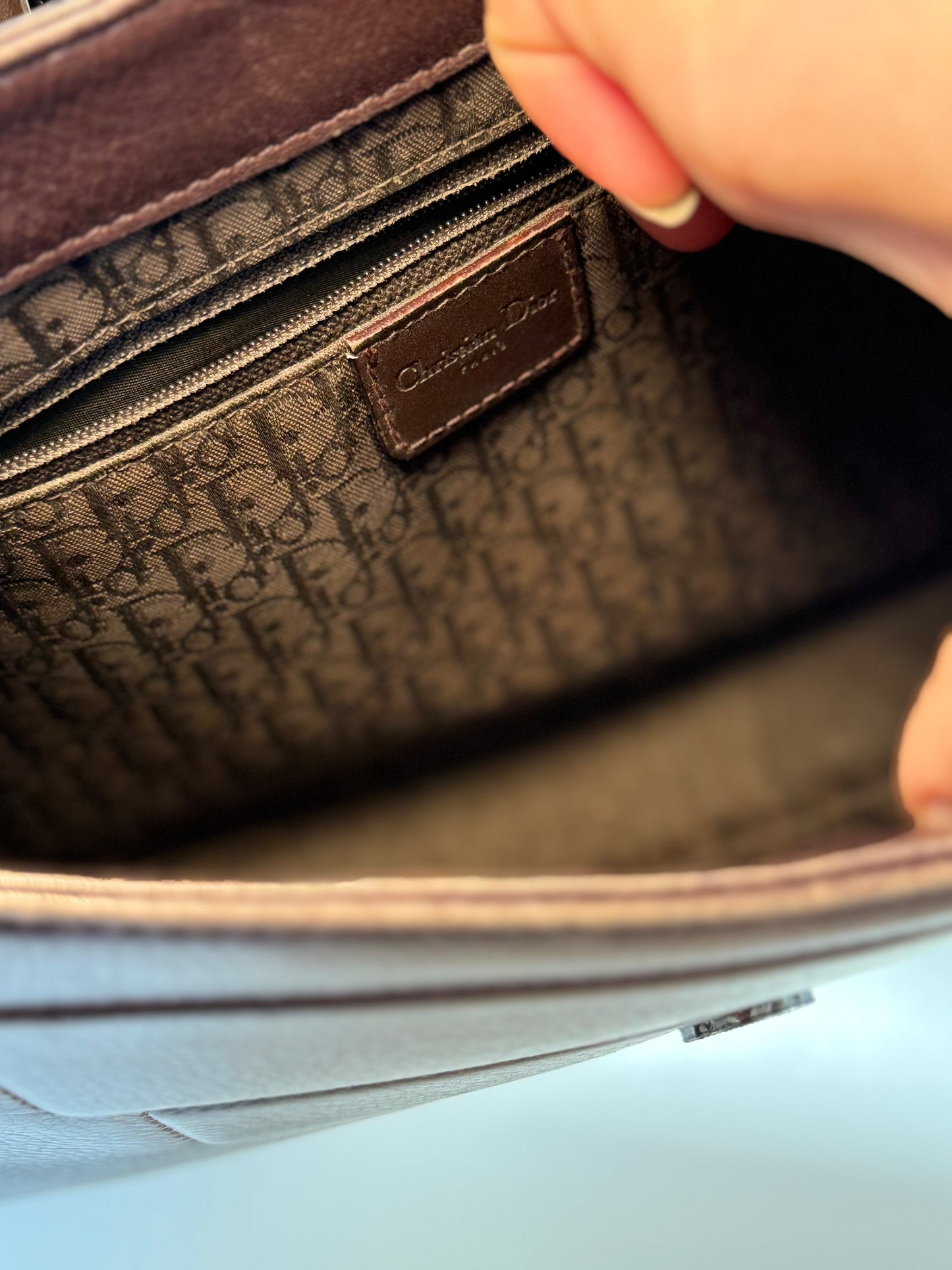 Dior 'Columbus' Shoulder Bag in Brown Leather with Silver Hardware