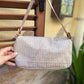 Vintage Fendi Baguette Bag Pink Zucca Silver Metallic Rose Gold Hardware