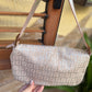 Vintage Fendi Baguette Bag Pink Zucca Silver Metallic Rose Gold Hardware