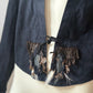 Vintage Roberto Cavalli Suede Jacket Fringe and Feathers Size S-M