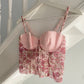 Rosa Corset Top Blümchen 80/85 B
