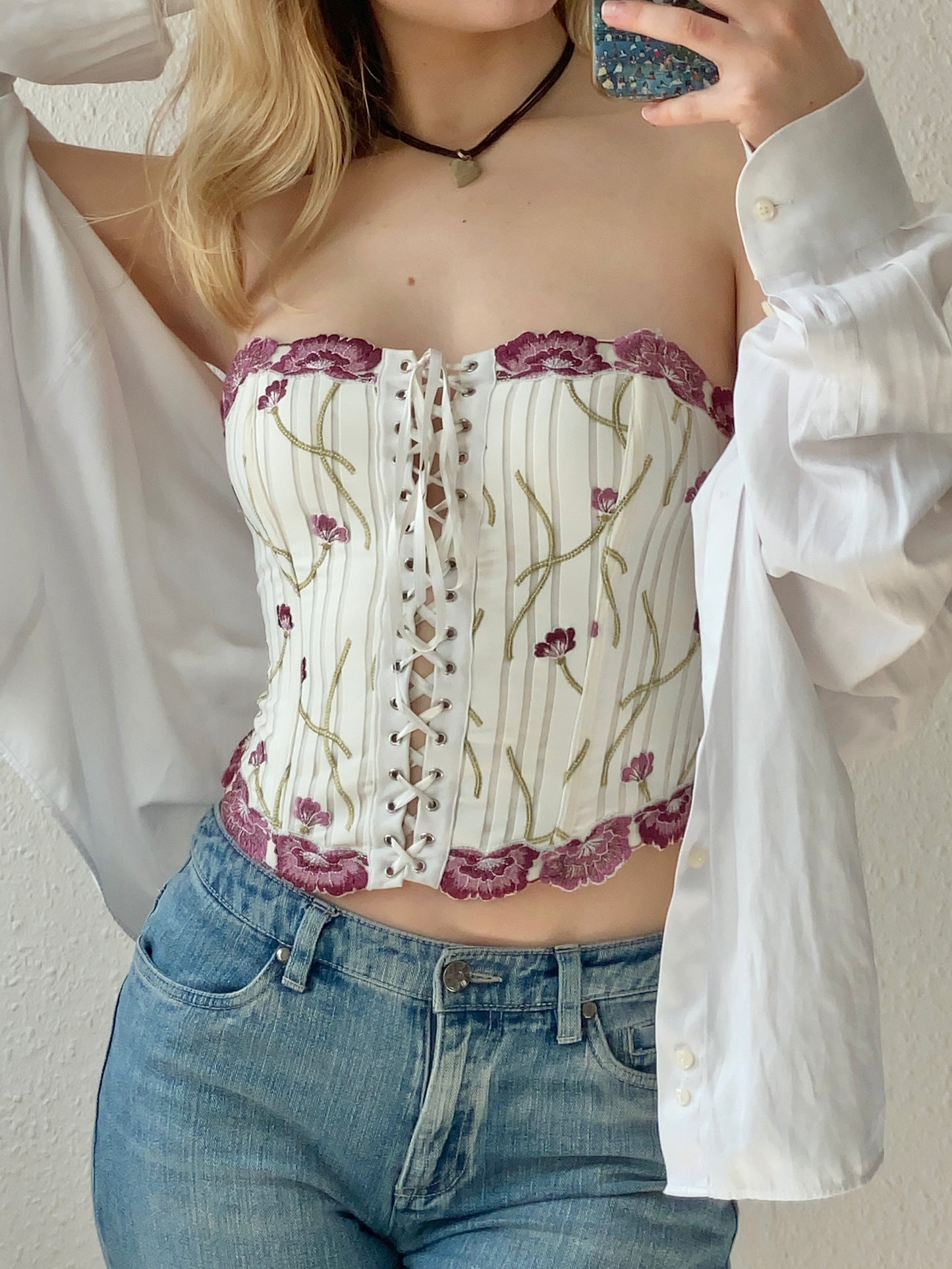 Schönes Bandeau Corset Top Floral S/M