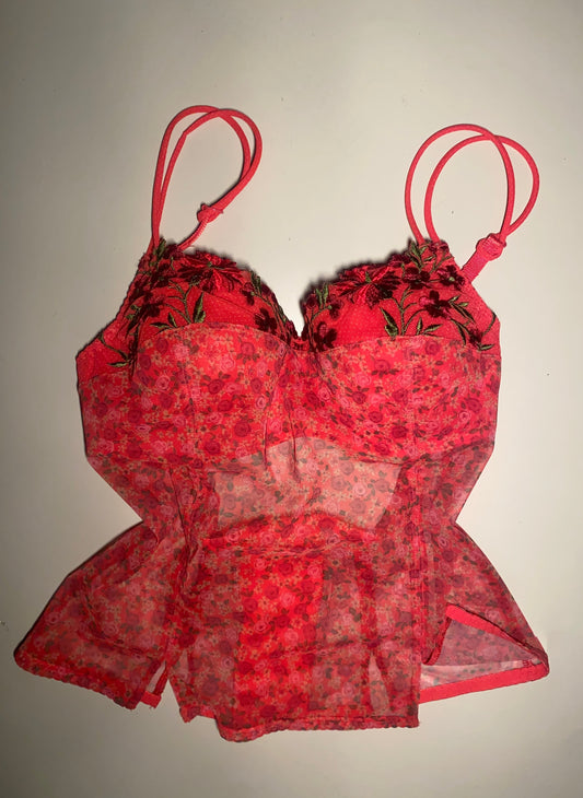 Lingerie Top mit Blumen Stickerei