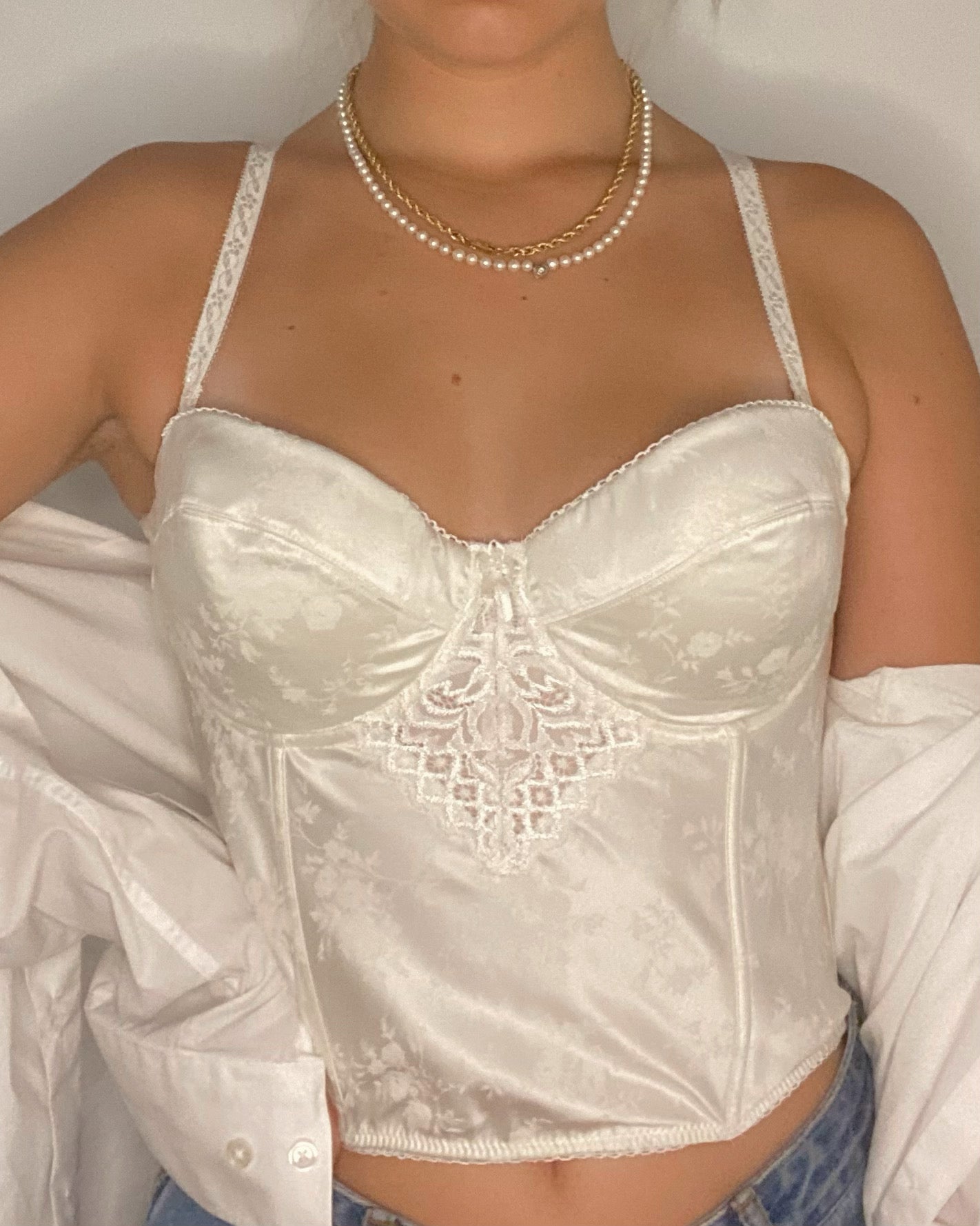 Korsett Satin weiß Größe 80B