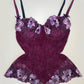 Bordeaux Korsett Top mit Blumen
