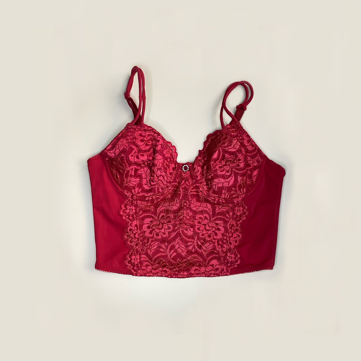 Rotes Corset Top aus Spitze 80A