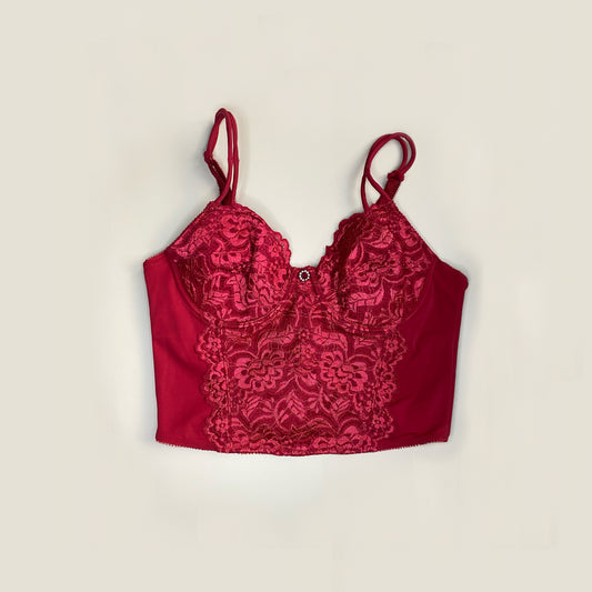 Rotes Corset Top aus Spitze 80A