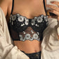 Kurzes Corset Top mit Blumen 75B