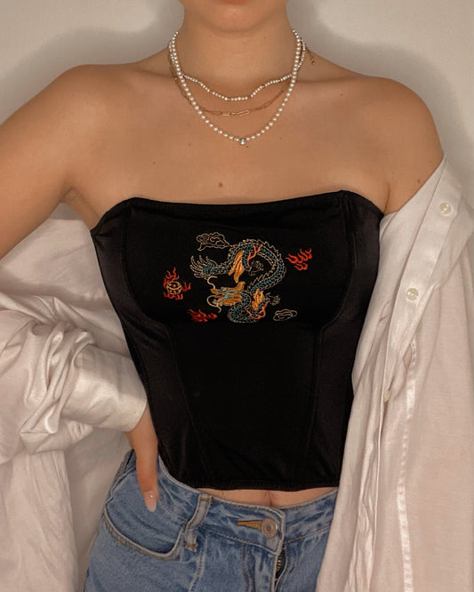 Vintage Korsett Schwarz Drache
