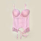 Rosa Korsett Top mit Stickerei 75B