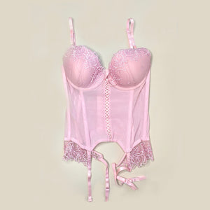 Rosa Korsett Top mit Stickerei 75B