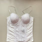 Weißes Corset Top Stickereien 75A