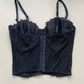 Kurzes Corset Top mit bunten Stickereien 80C