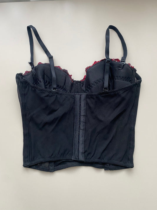 Kurzes Corset Top mit bunten Stickereien 80C