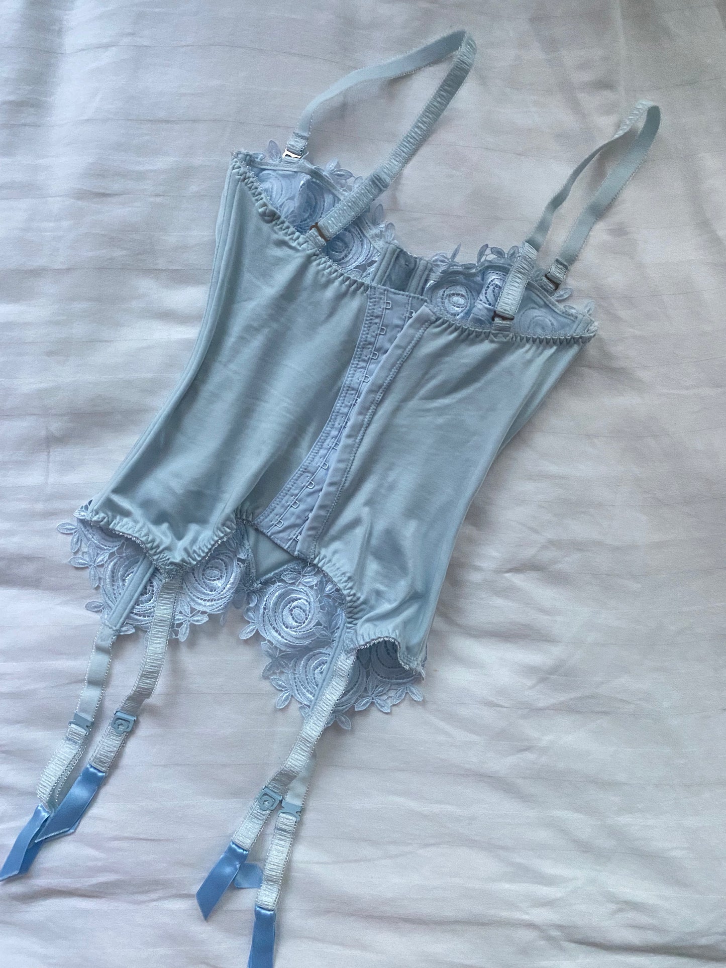 florales Korsett Hellblau Größe 70B