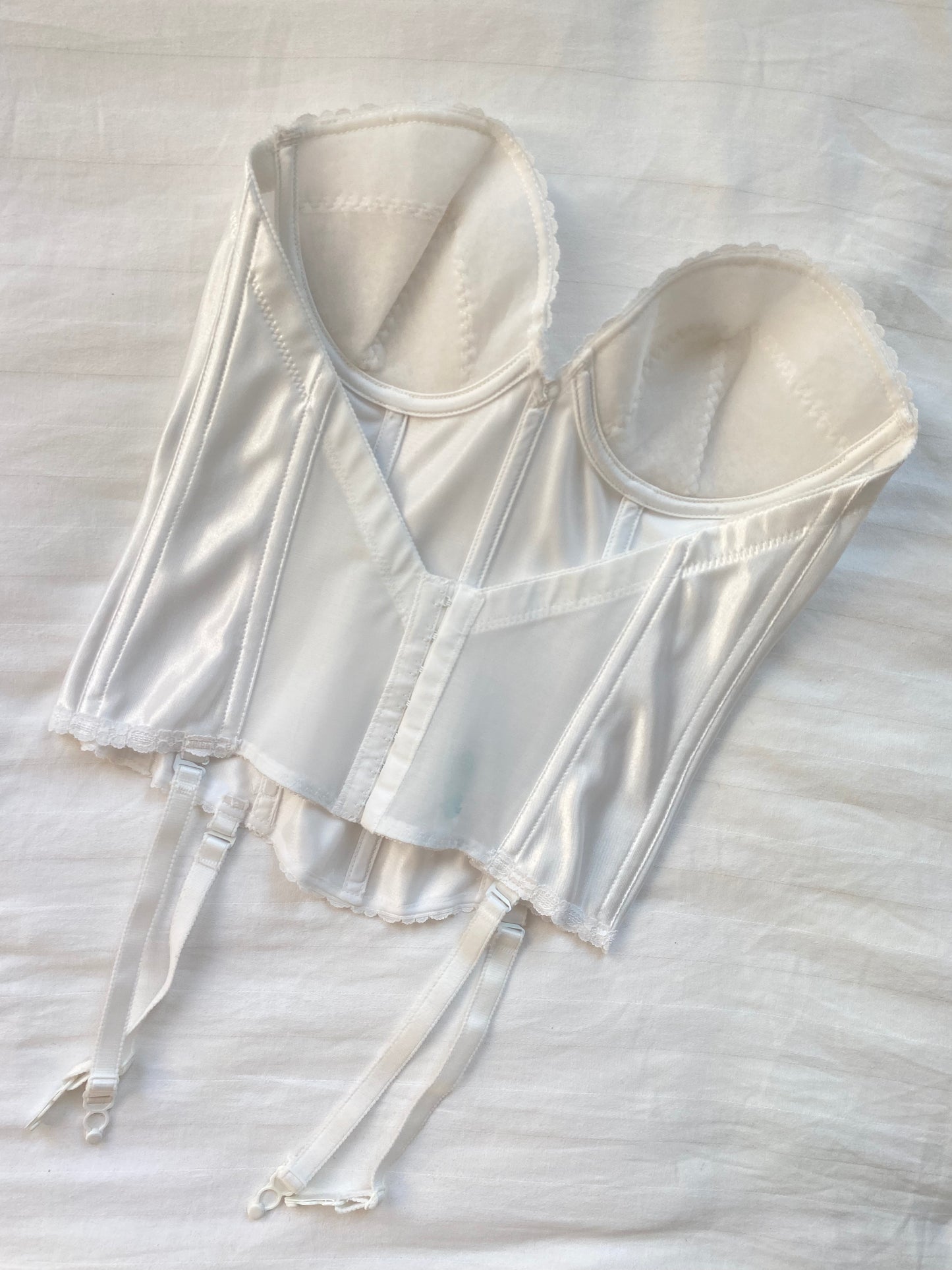 hochwertiges Satin Korsett weiß Trägerlos