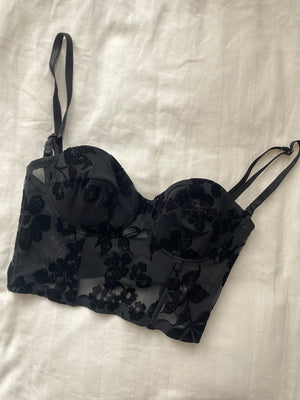 Vintage Korsett mit Samt und Glitzer Details 75 A-B