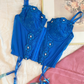 Blumen Korsett Blau (75B)