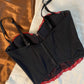 Vintage Korsett Schwarz mit roten Blumen 85B