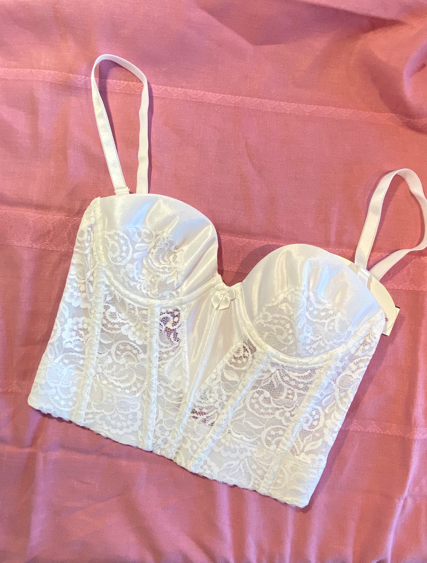 Vintage Korsett Weiß mit Spitze