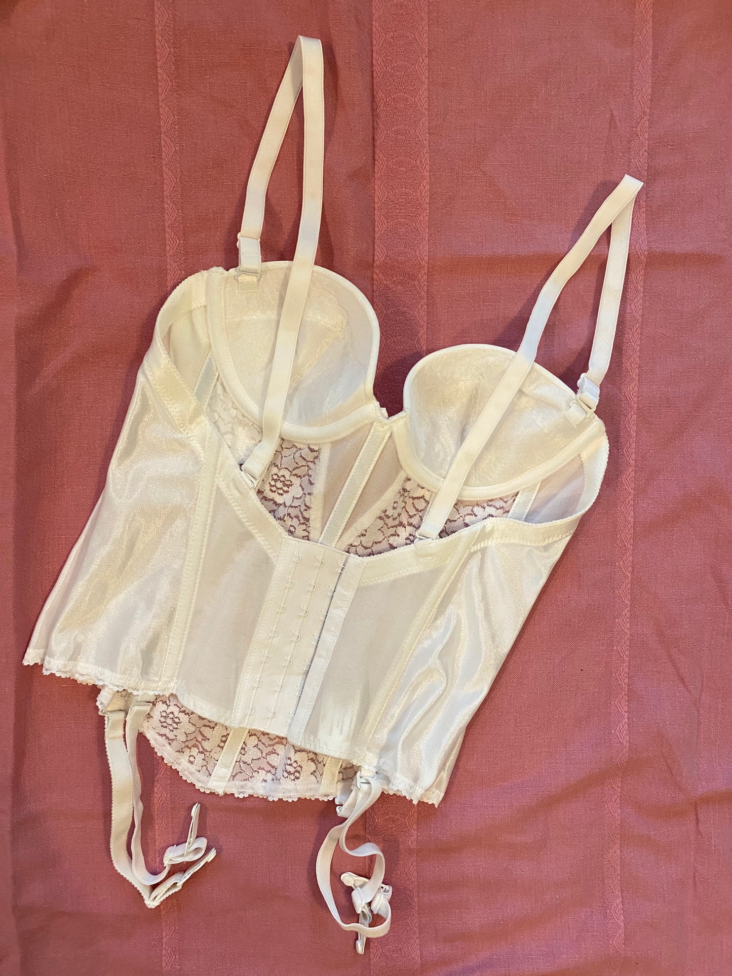 Vintage Korsett Weiß mit Spitze 80A