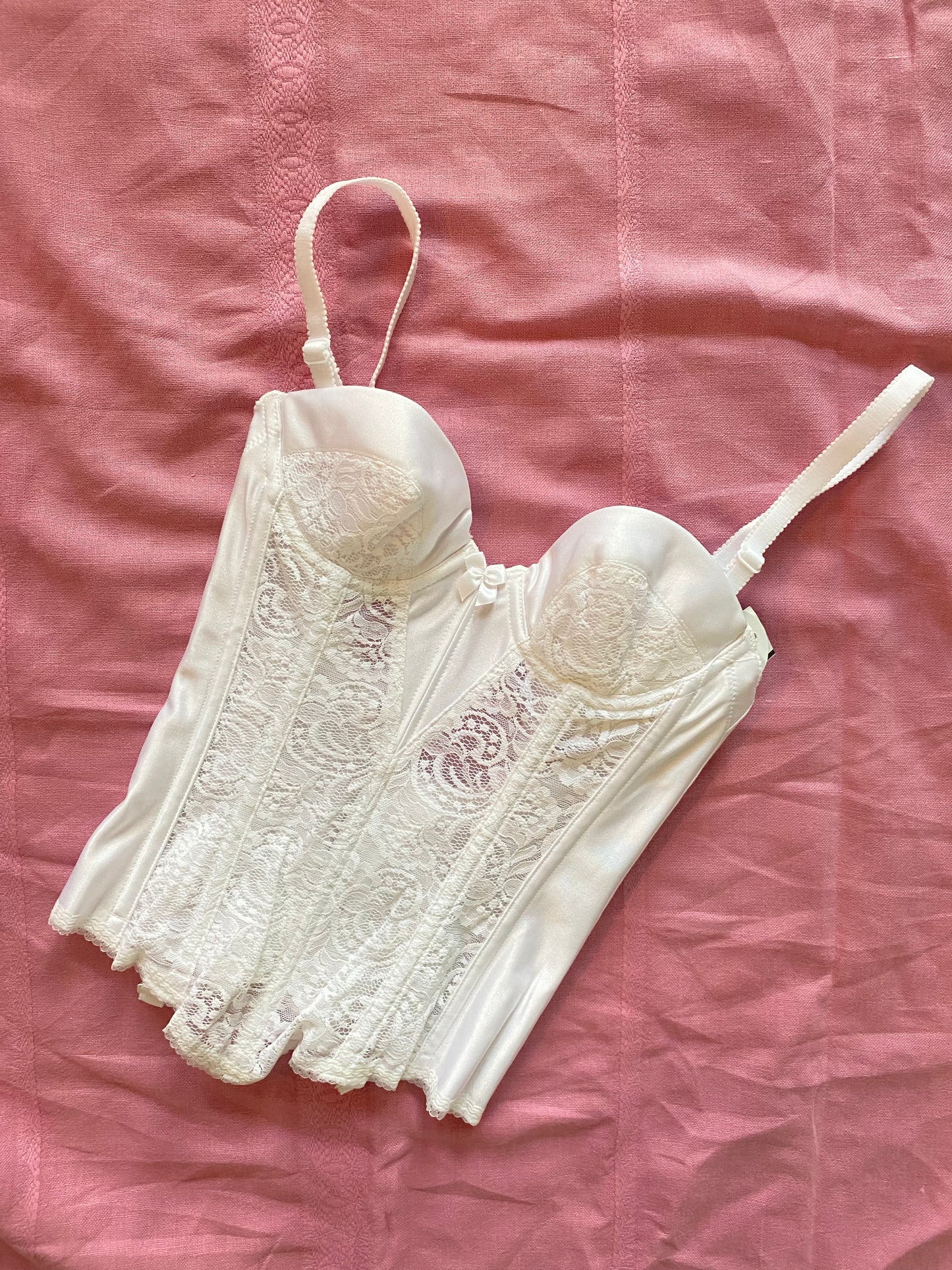 Vintage Korsett Weiß mit Spitze