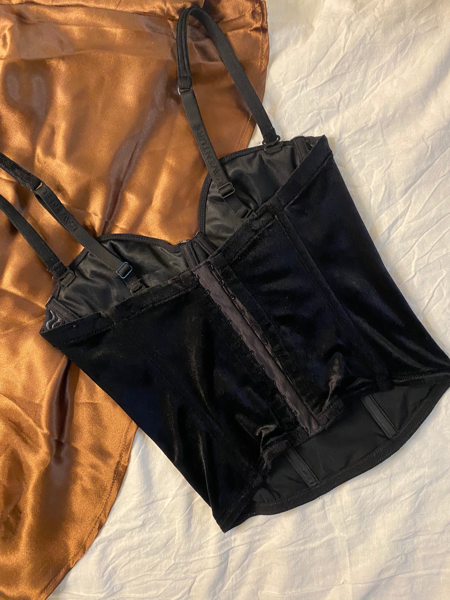 Vintage Korsett Schwarz Samt 75 A